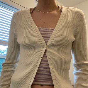 Banana Republic Cream Ribbed Cardigan
